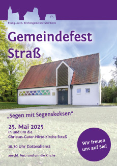 Gemeindefest Straß am 25. Mai 2025 mit Gottesdienst um 10:30 Uhr